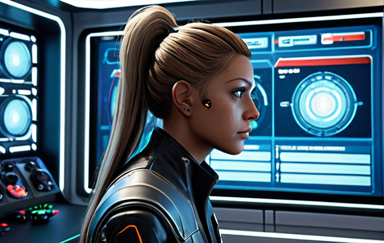 **
"A gamer intensely focused on customizing their character in a futuristic video game. The character creation screen is detailed, with options for hair, clothing, and facial features. The setting is a brightly lit room with gaming posters and gear visible in the background."
**